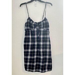 Wild Fable Babydoll Mini Dress Womens 2XL Black Plaid Sleeveless 100% Cotton Y2K